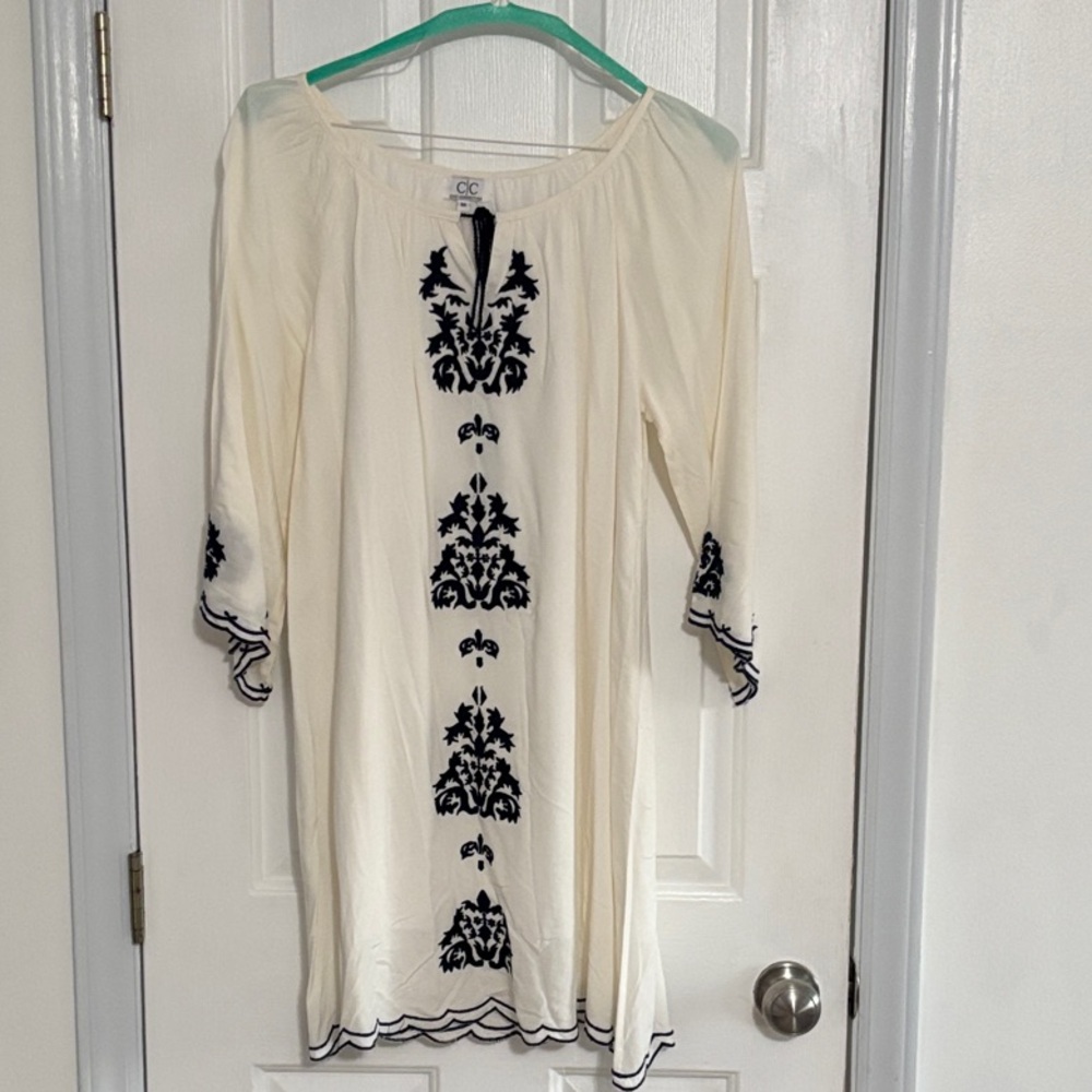 Elegant Cream and Black Embroidered Tunic